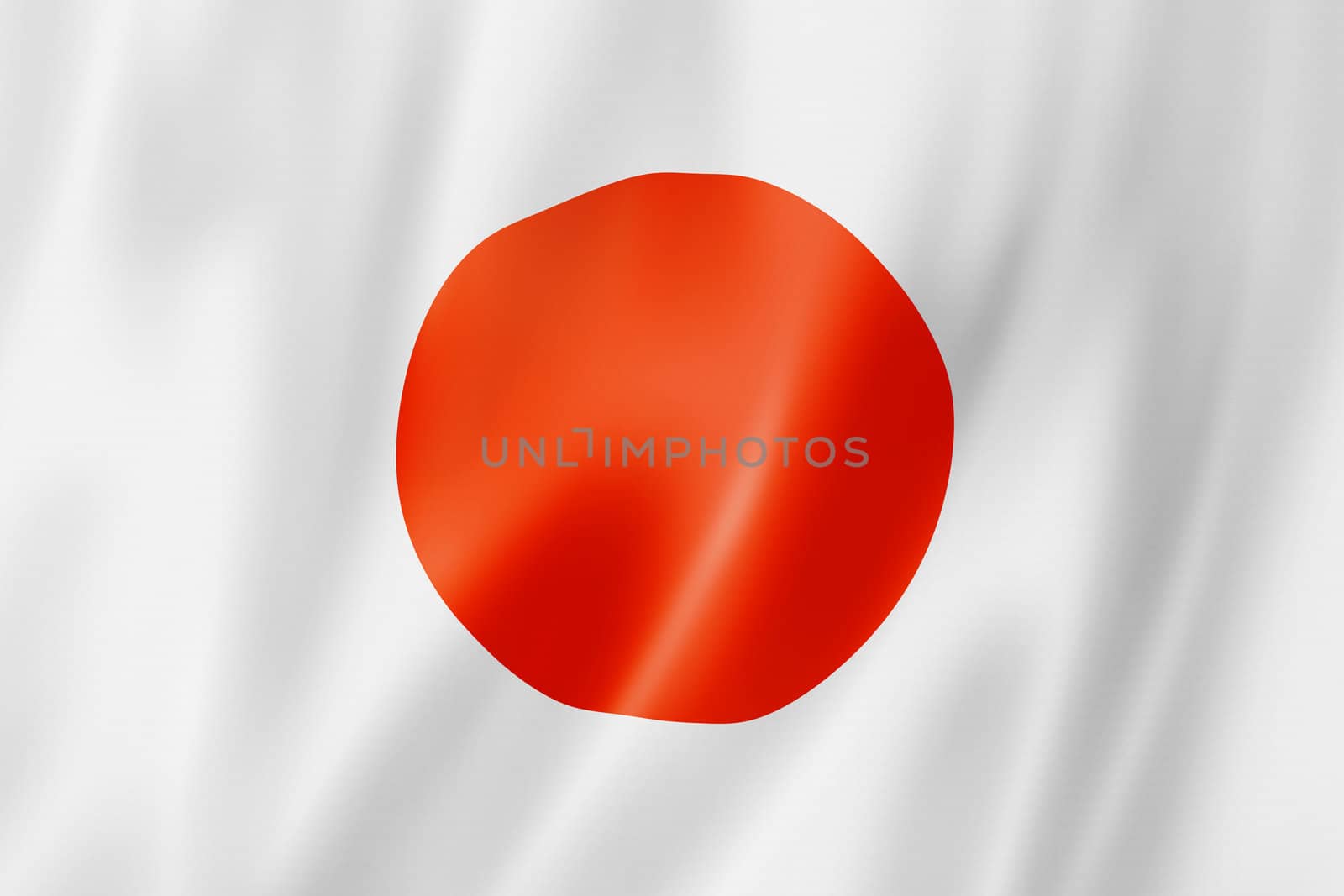 Japan flag, three dimensional render, satin texture