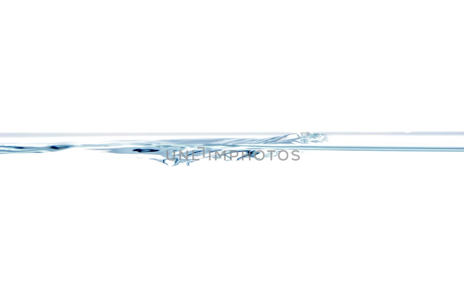 Water surface with small air bubbles isolated on a white background.