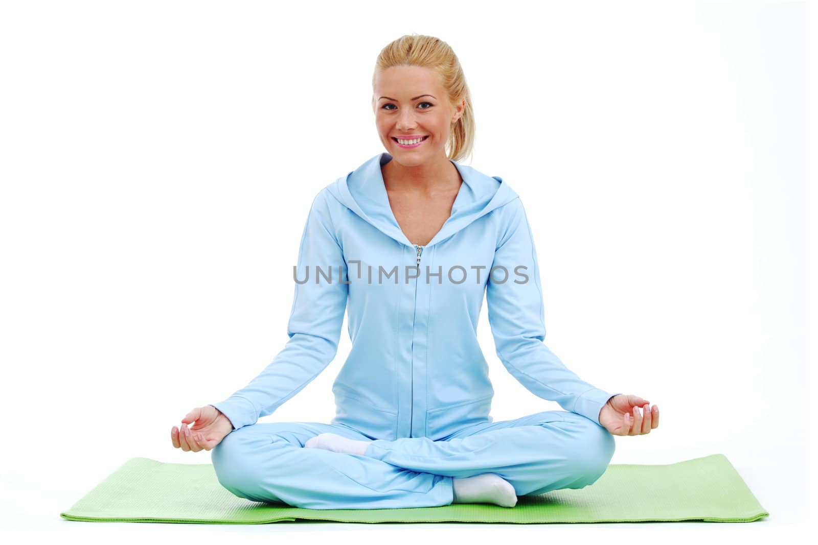 studio yoga woman isolated on white