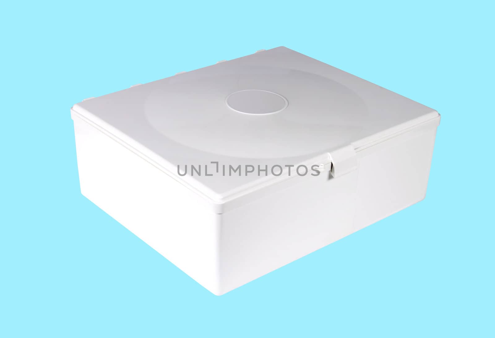 Container for drugs on a blue background isolated  with clipping path