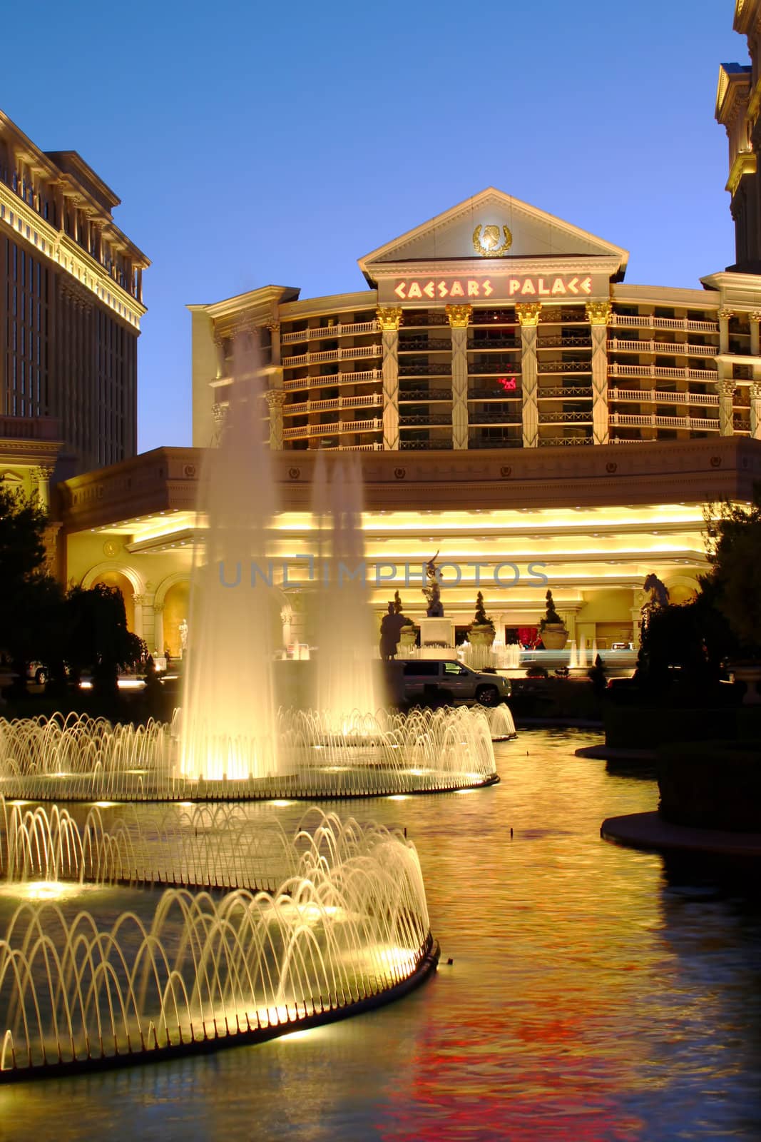 Las Vegas, USA - May 22, 2012: Caesars Palace is a large hotel and casino that opened in the 1960's in Las Vegas.  The buildings and decorations have a Roman Empire theme.