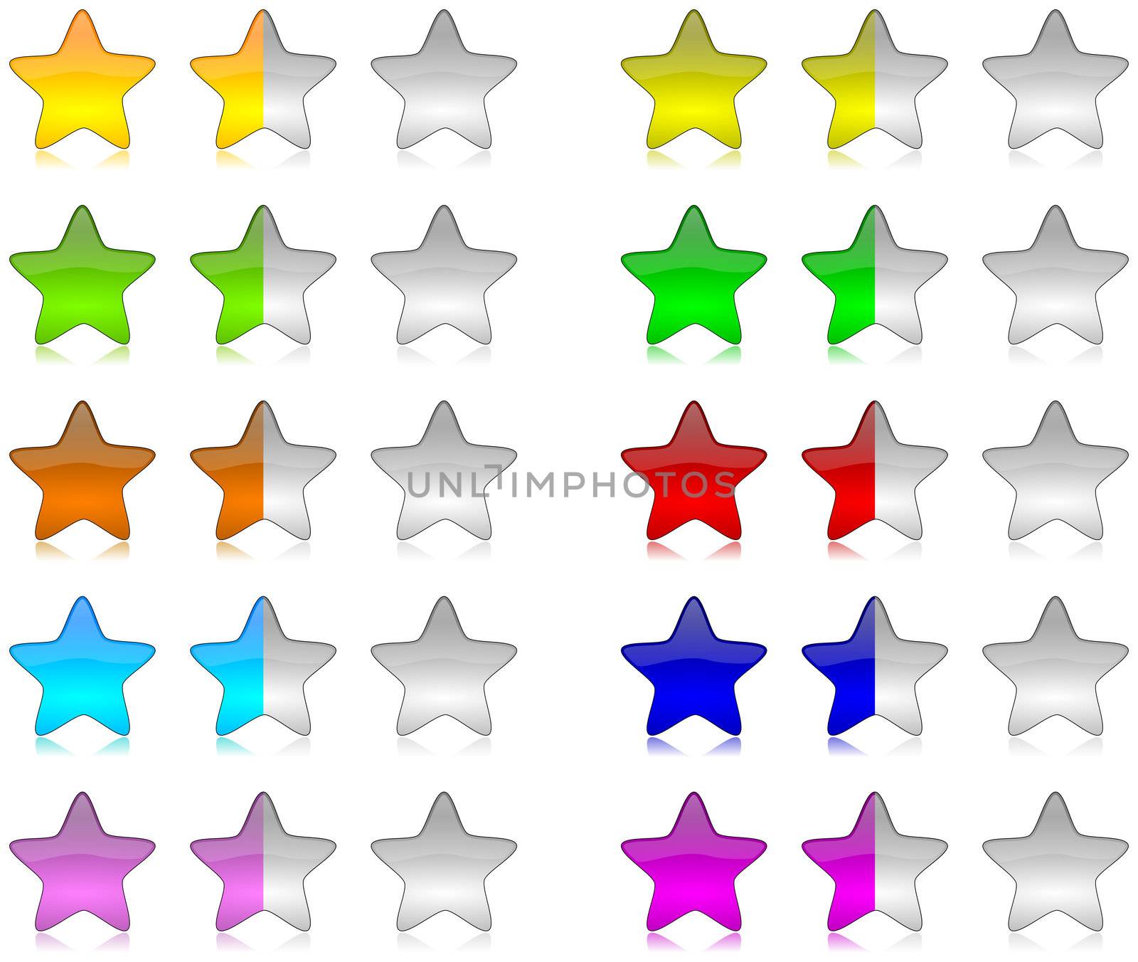 Colorful rating stars set by make