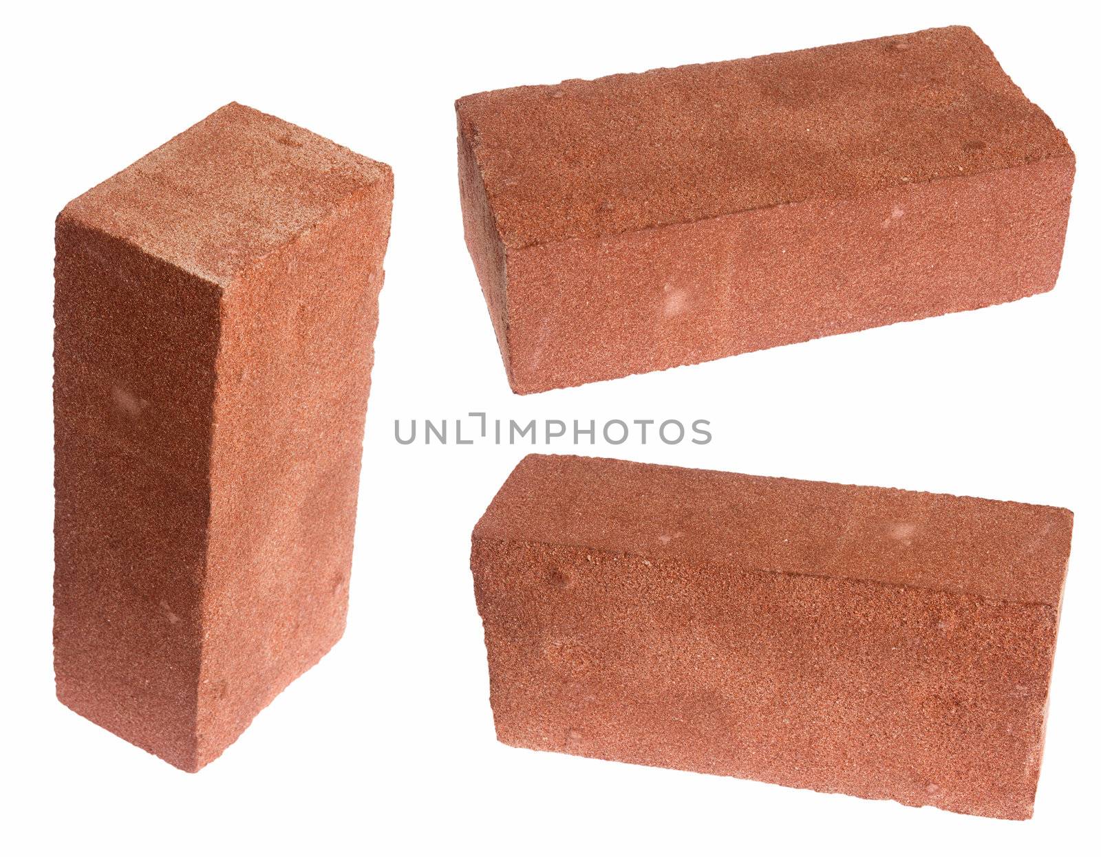Series of bricks, isolated on background
