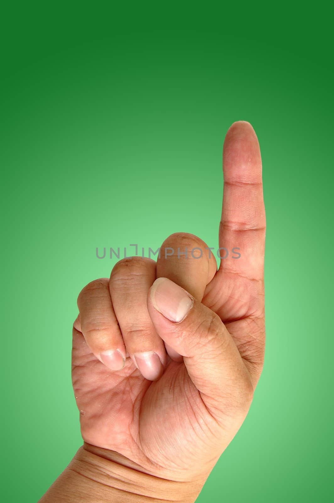 hand on green background