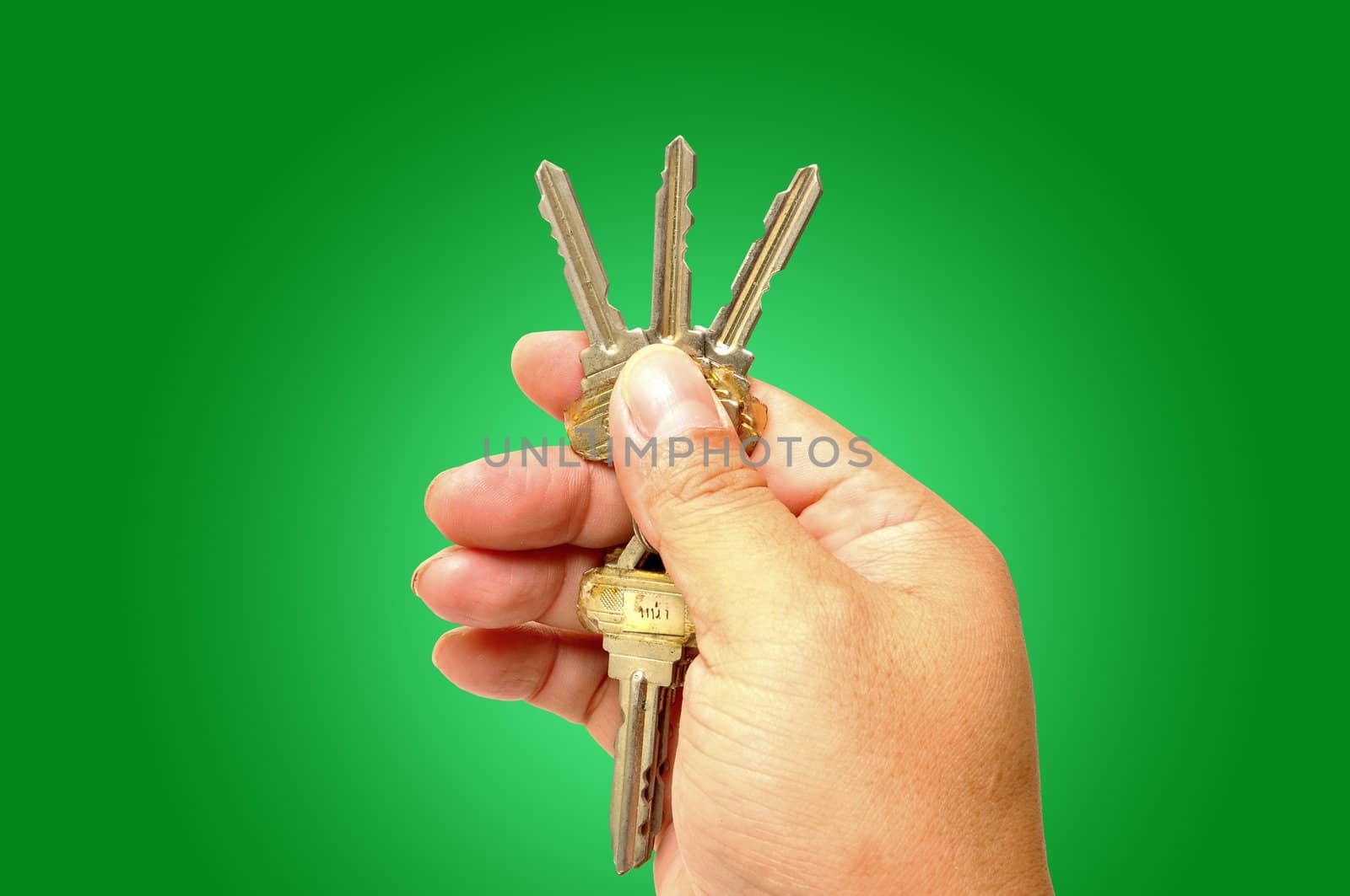 Human hand with keys by phanlop88