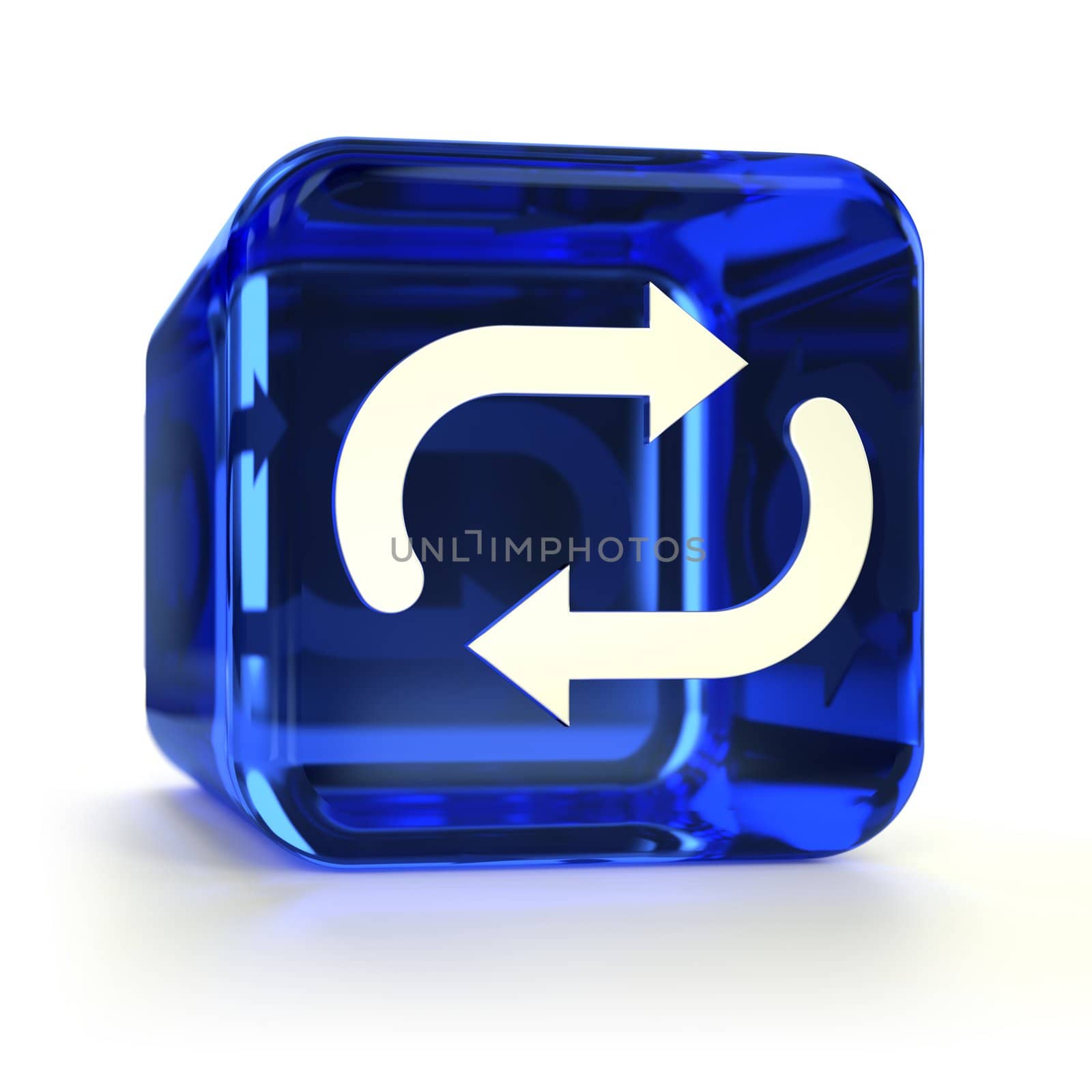 Blue glass sync computer icon. Part of an icon set.