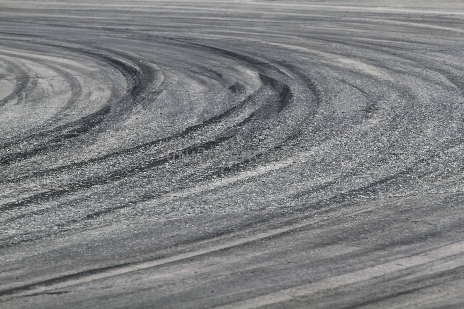 Tire marks on road track