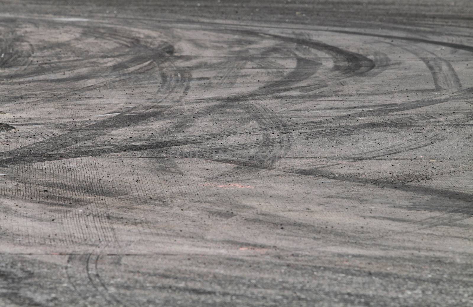 Tire marks on road track