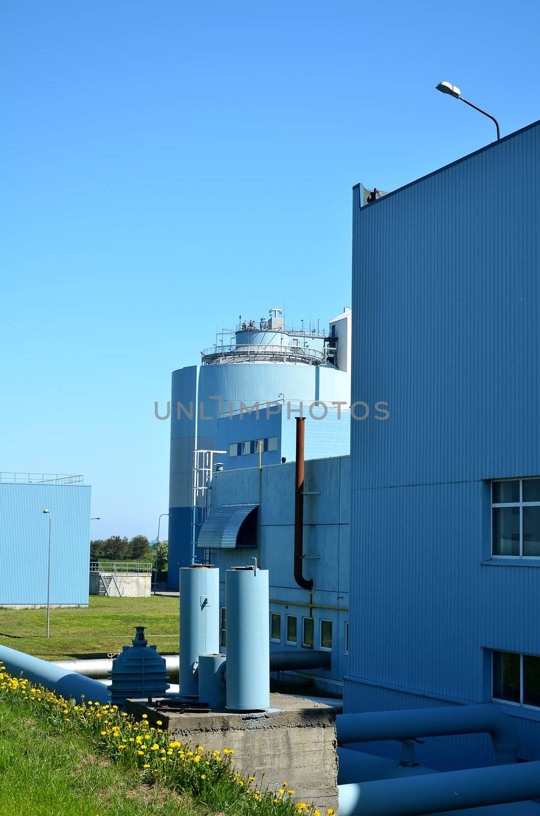 Modern urban wastewater treatment factory.