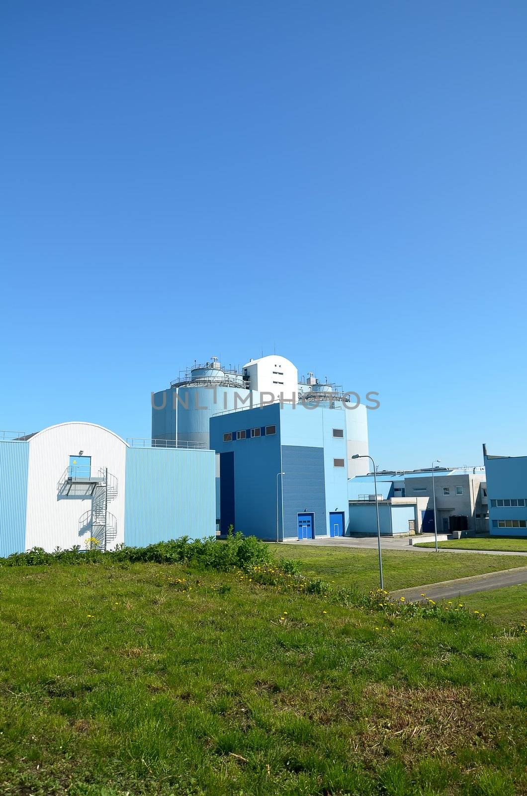 Modern urban wastewater treatment factory.