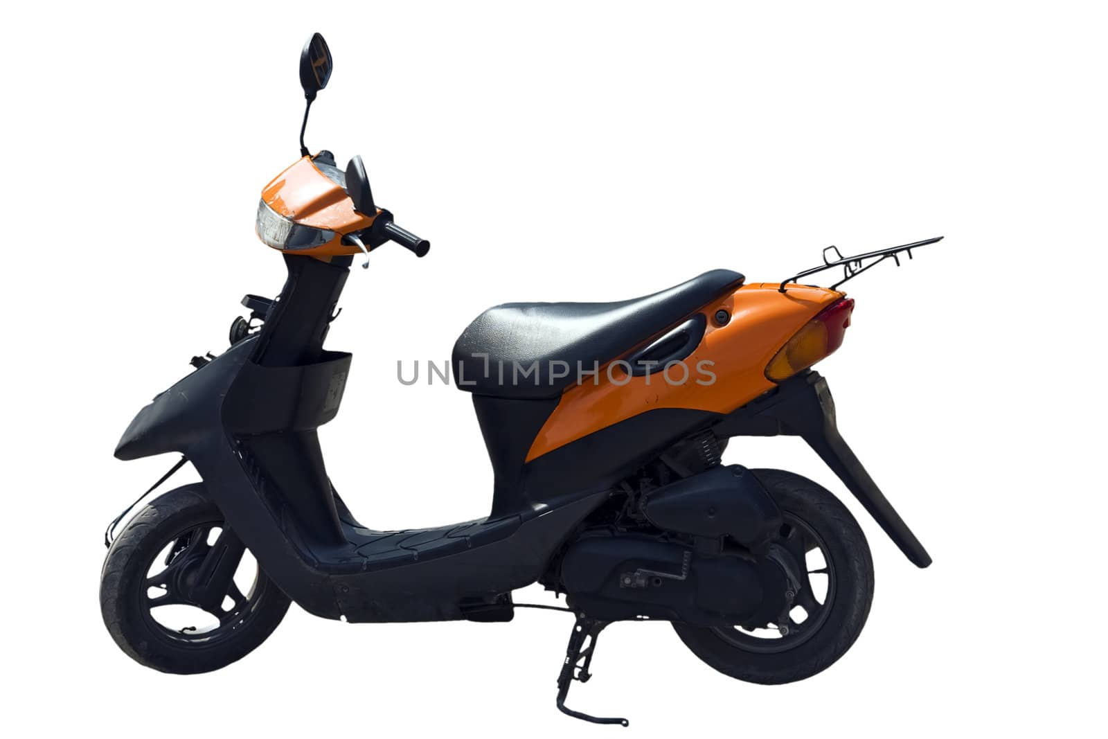 city black-yellow scooter on a white background