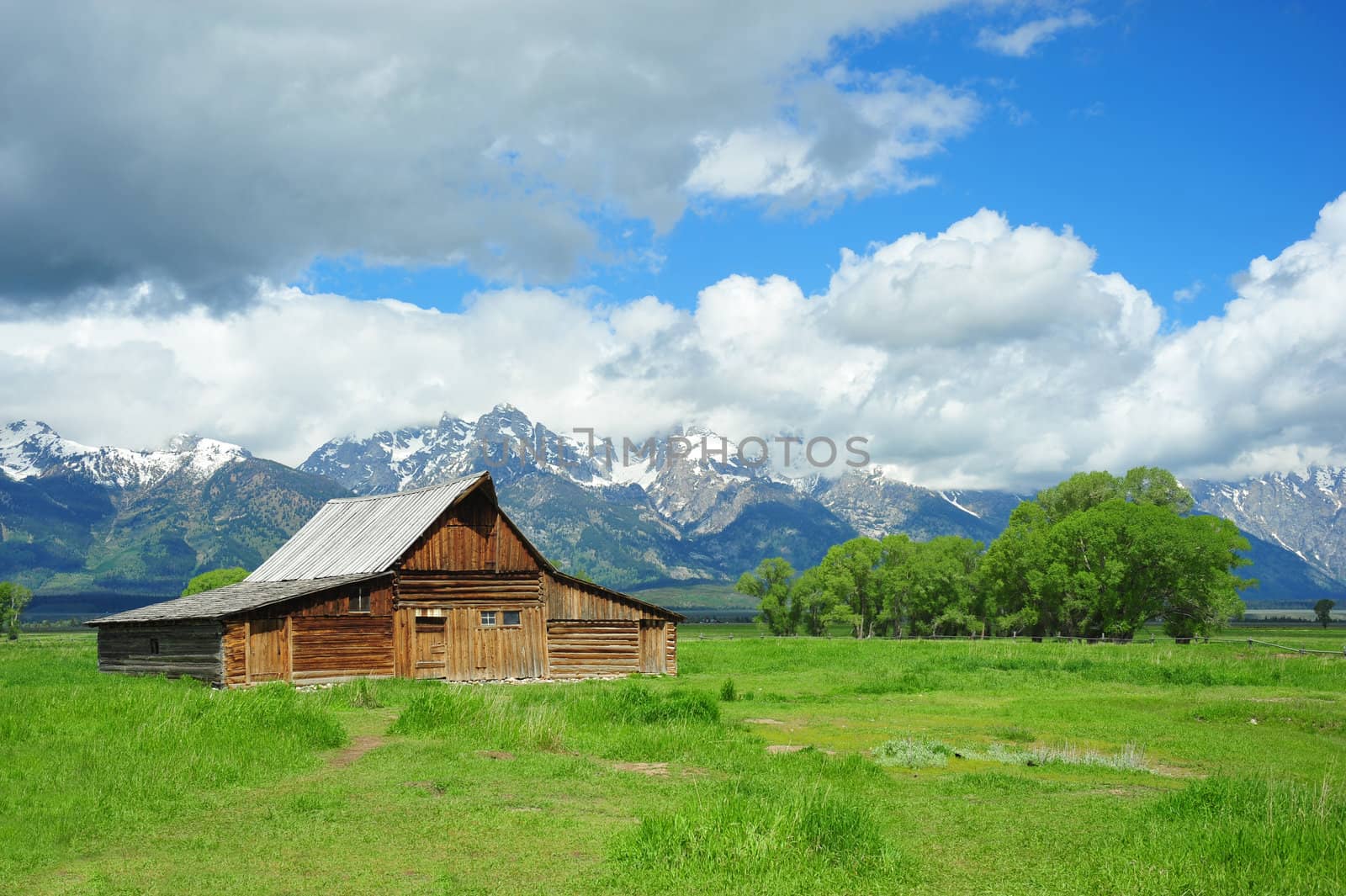 The Mormon Row cottage with Grand Teton range