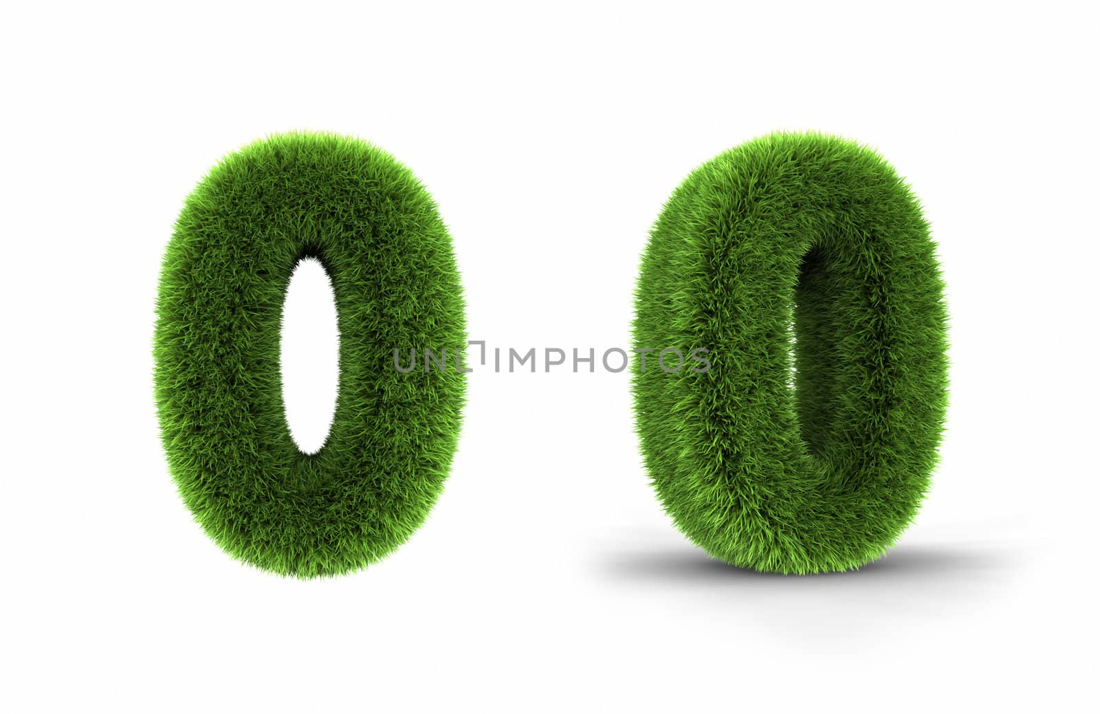 Grass number zero, isolated on white background, 0