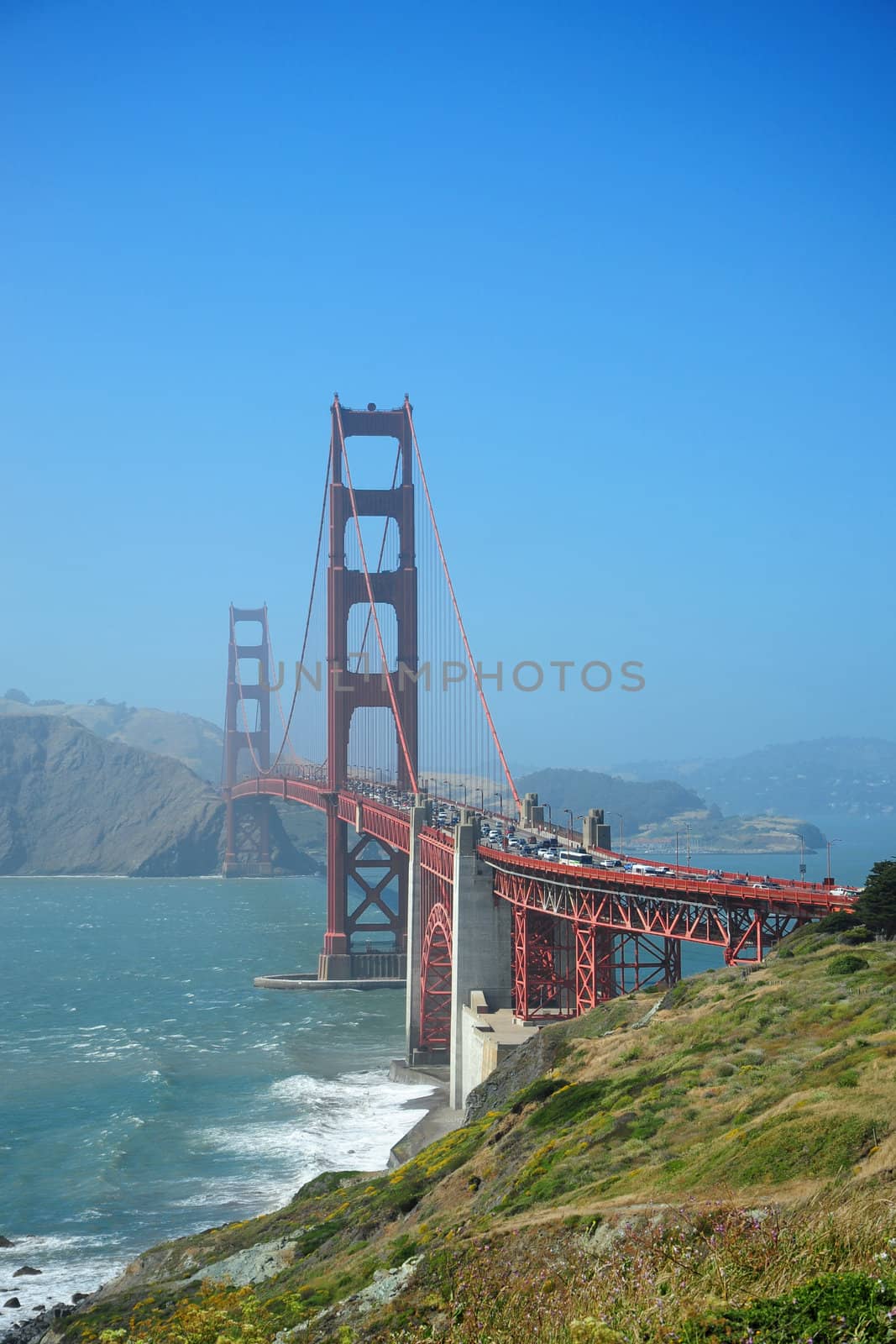 golden gate bridge from hill