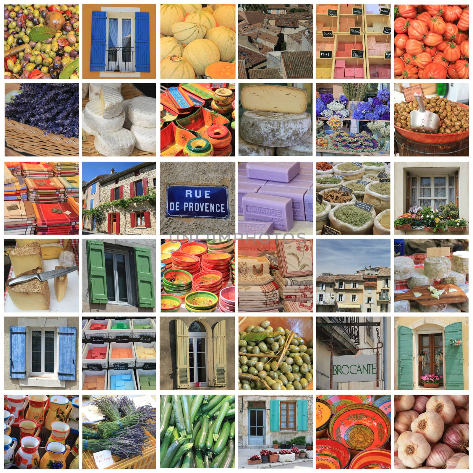 XL-collage made from 36 different high resolution Provence related images