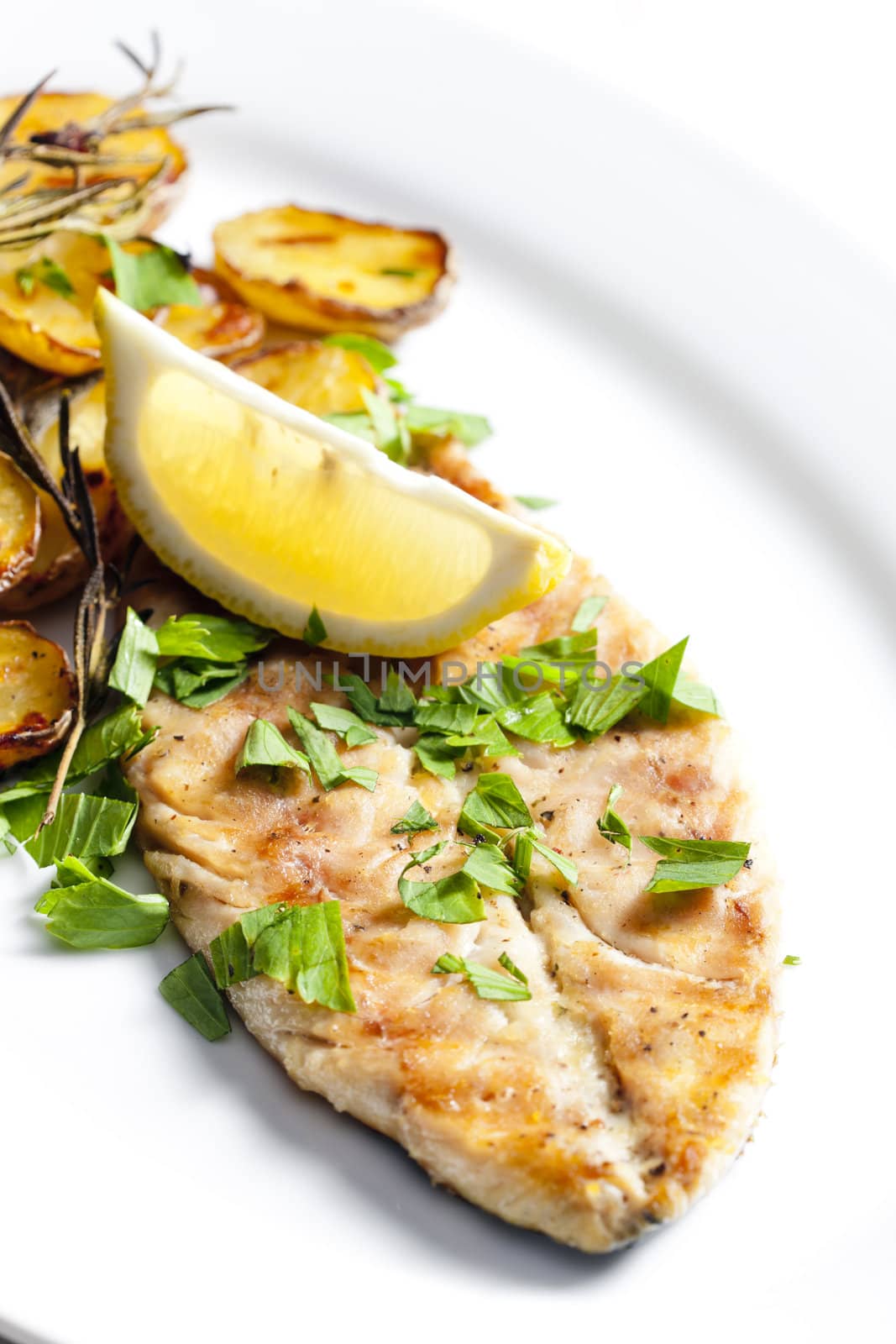 grilled mackerel with roasted potatoes