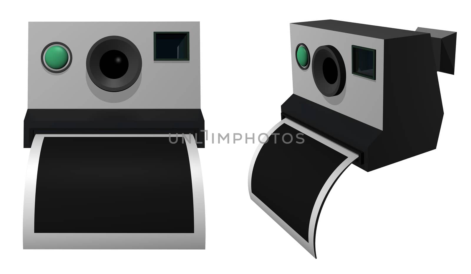 Illustration of a instant camera from two different angles