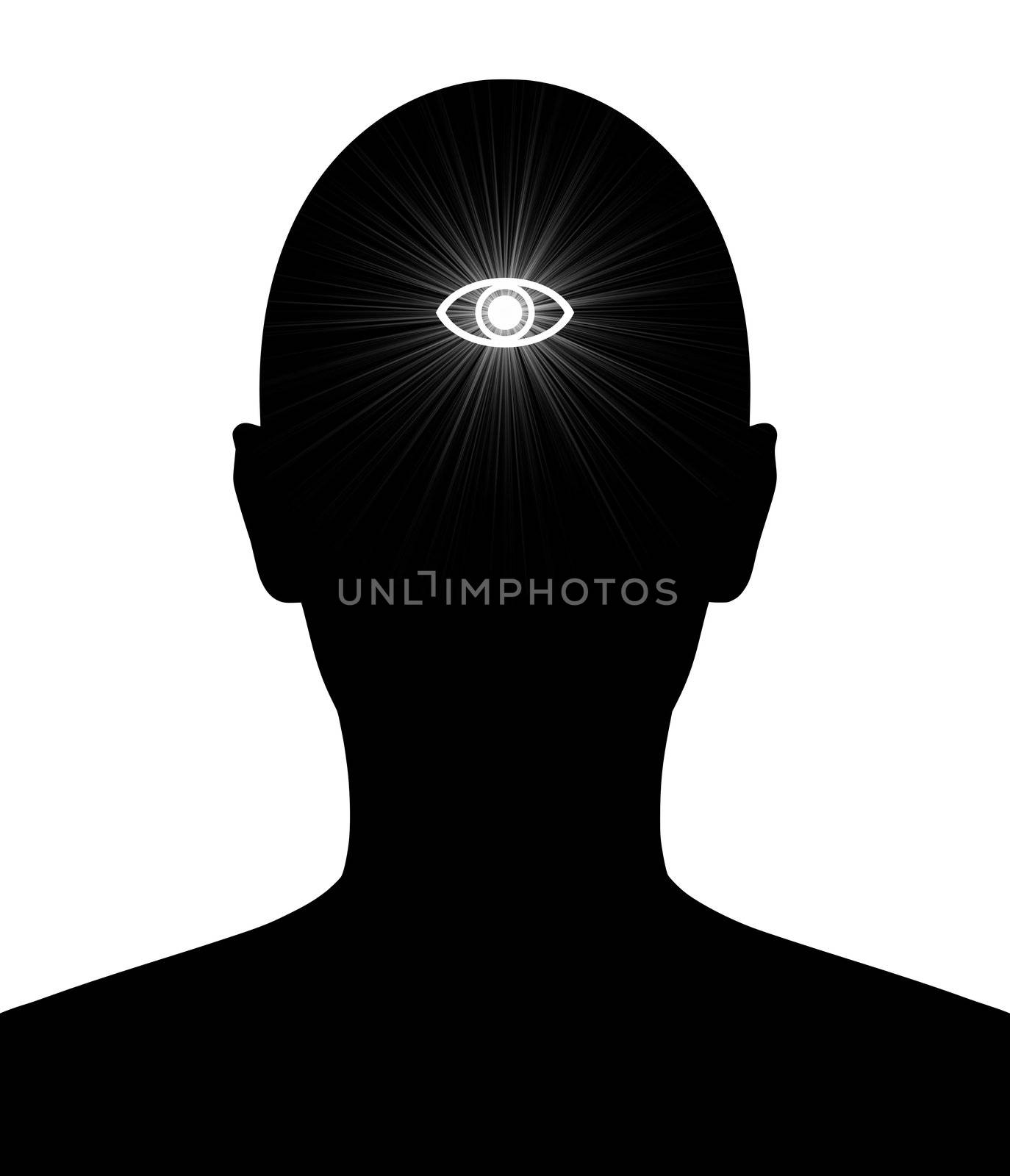 Illustrated silhouette of a person with the Hindu third eye of knowledge
