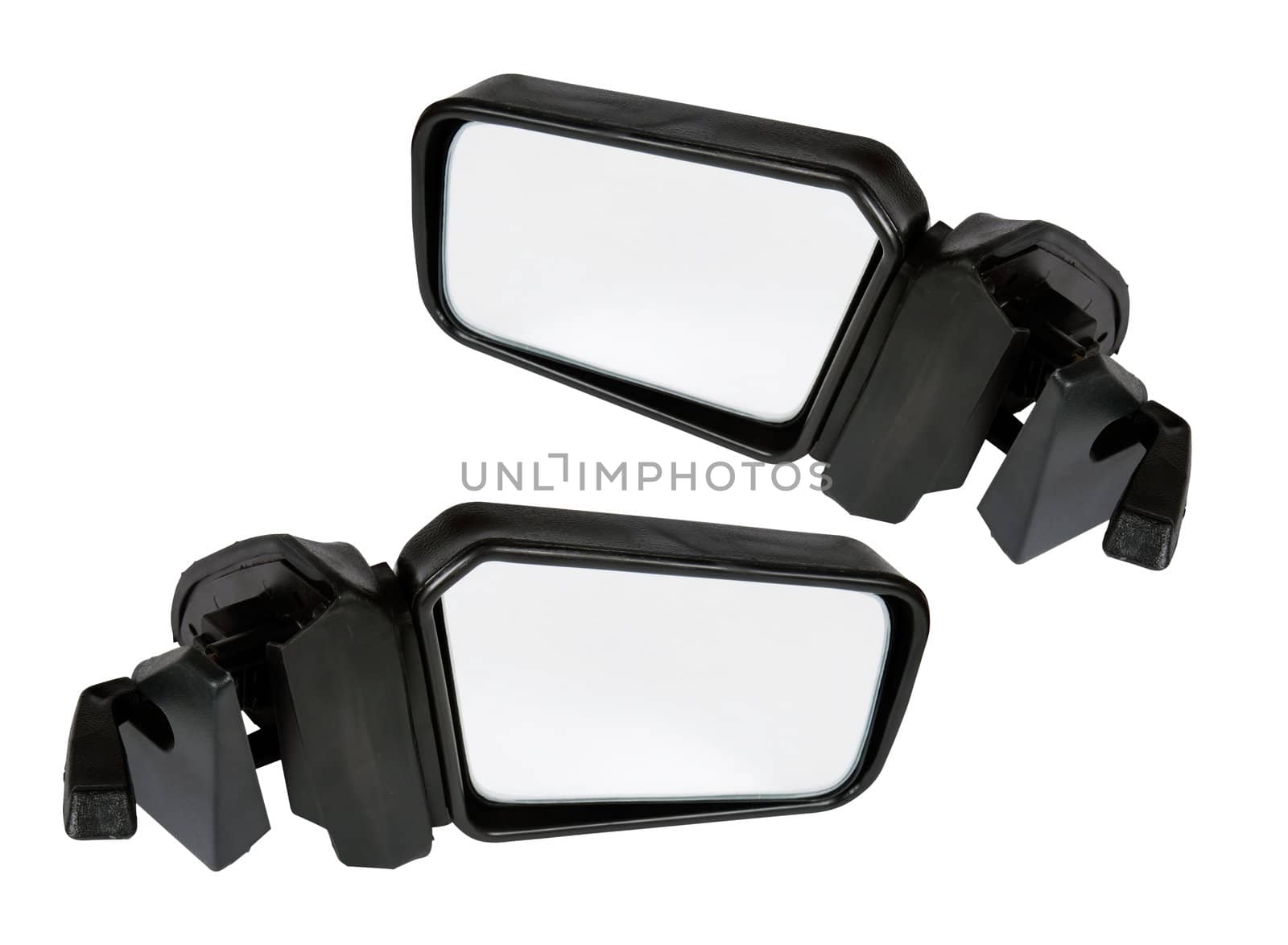 �ar mirrors isolated on a white background with clipping path. Collage