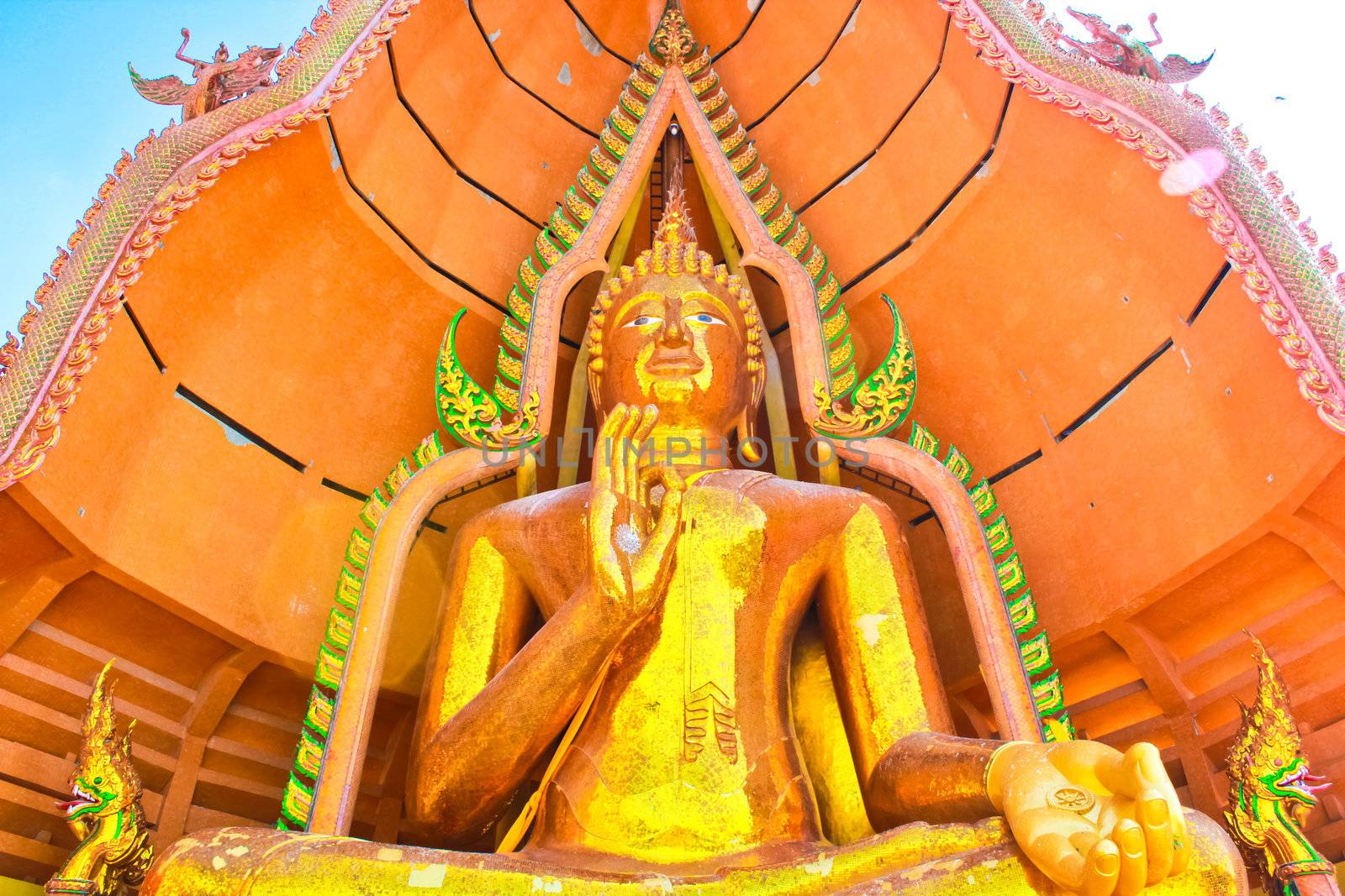 Buddha sculpture on the hill in Kanchanaburi Thailand