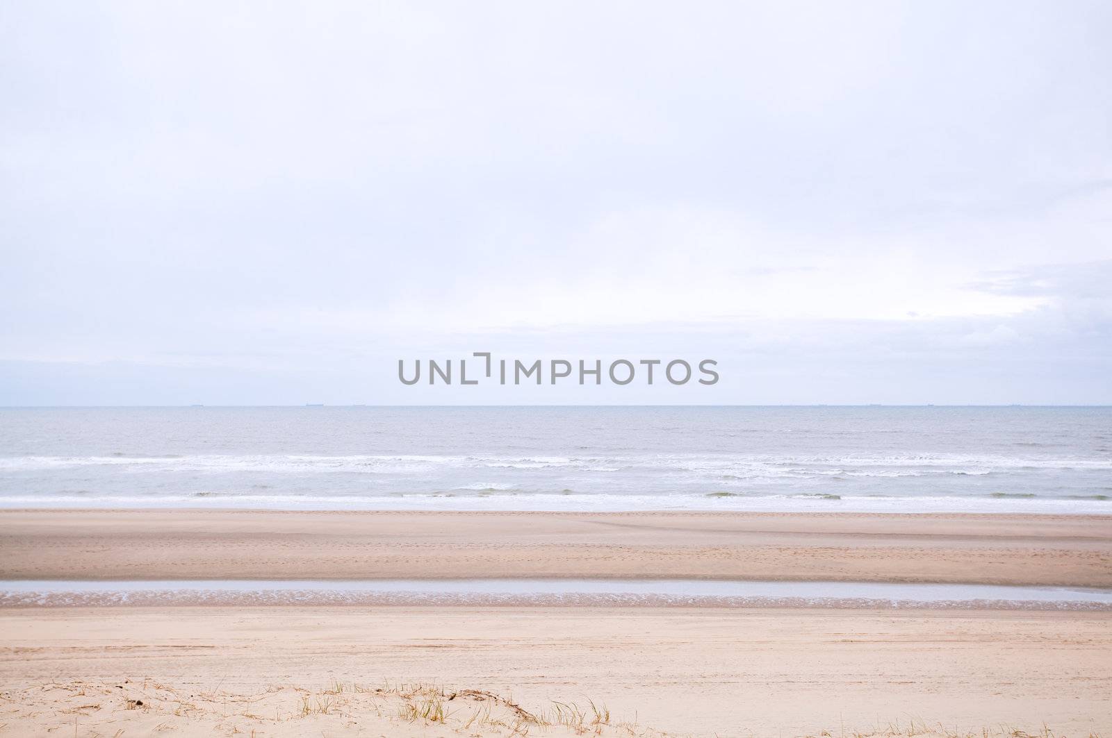 Dutch abstract landscape with sandy beach and North Sea