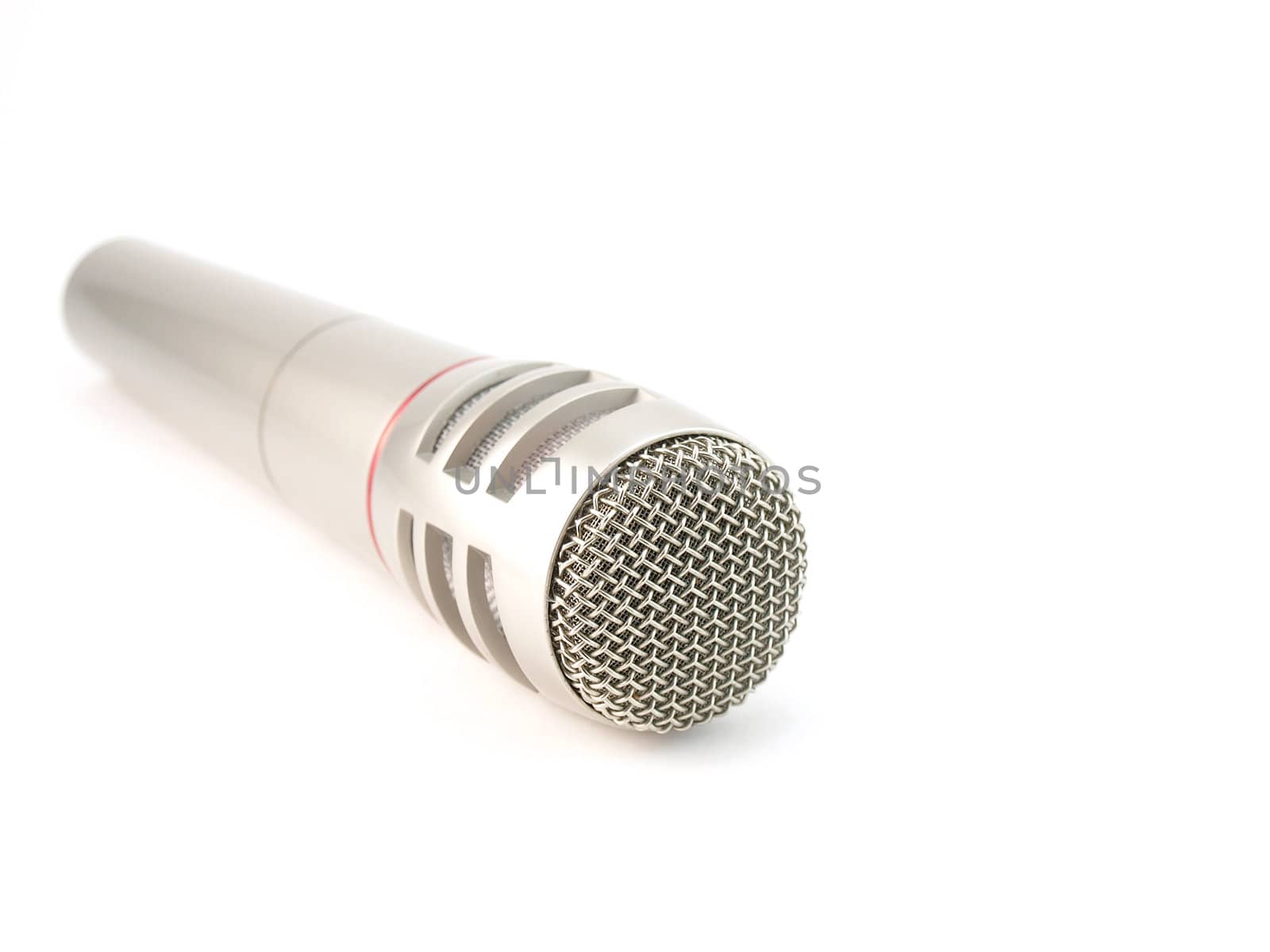 Microphone over white. Shallow DOF.