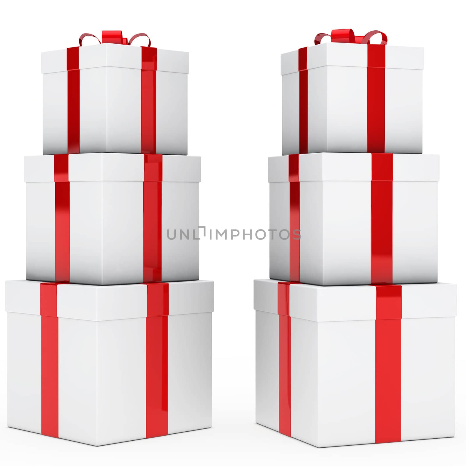 christmas gift boxes red white stack tower