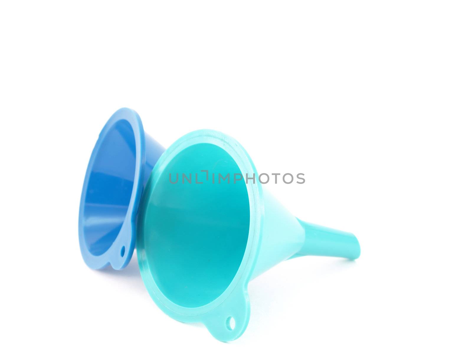 Two color funnels over white