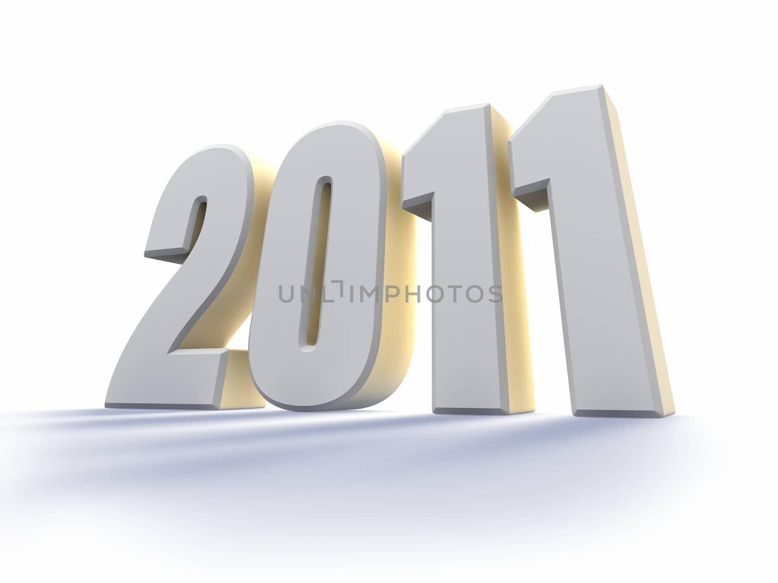 Year 2011, large white number with backlit, 3d render