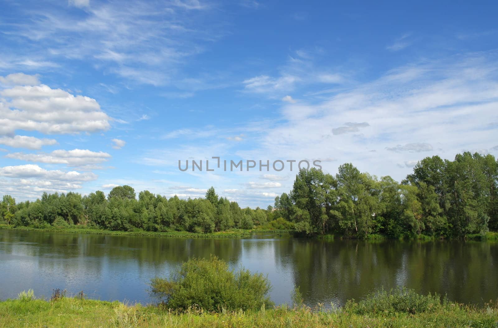 Beautiful summer landscape with river by sergpet