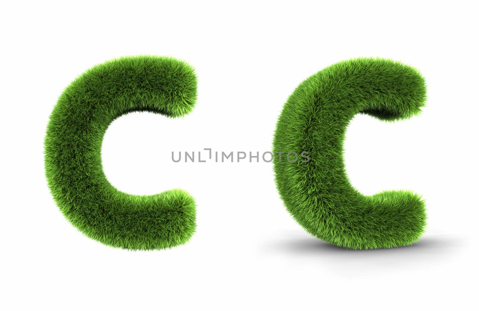 Grass letter c, isolated on white background