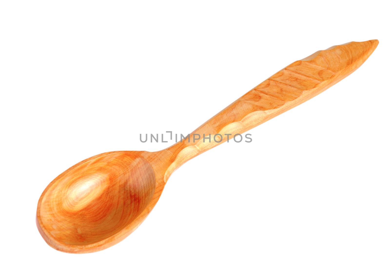 Wooden spoon on white background with clipping path