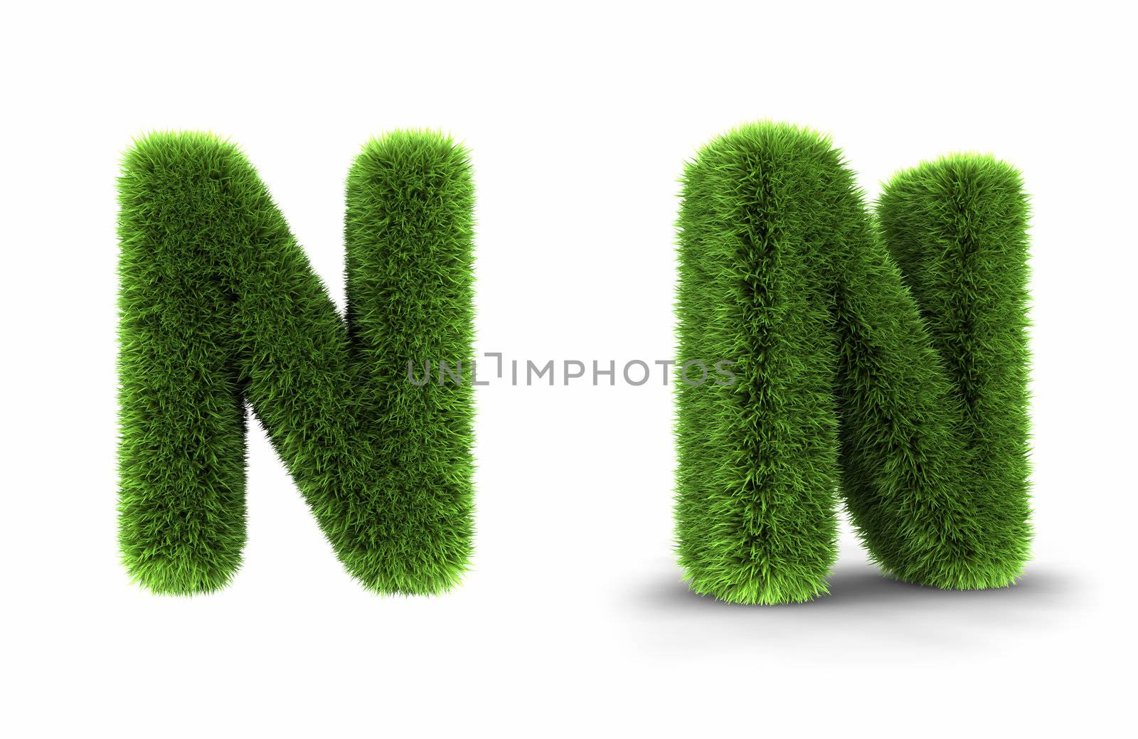 Grass letter n, isolated on white background
