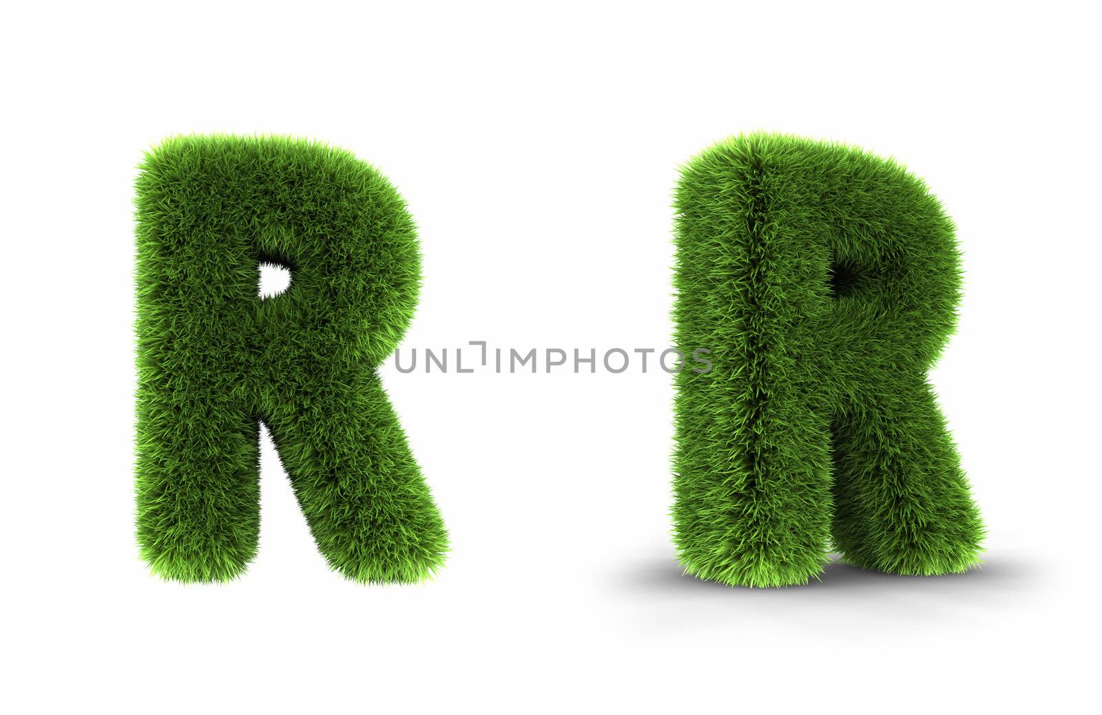 Grass letter r, isolated on white background
