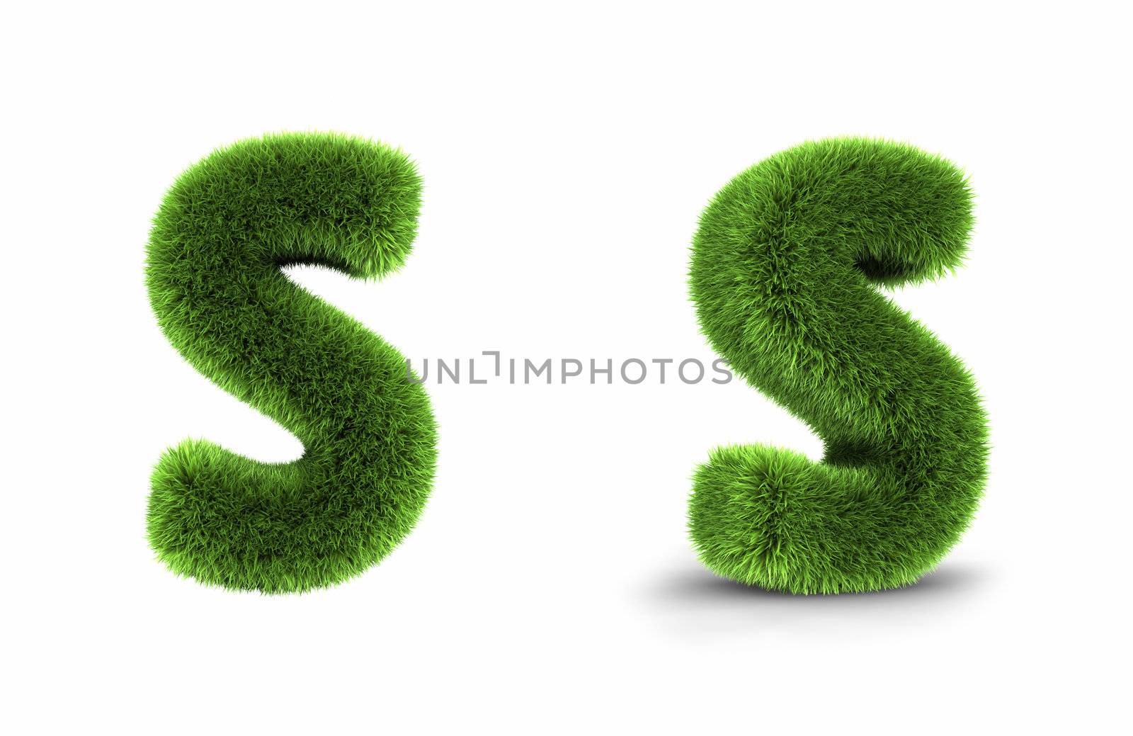Grass letter s, isolated on white background