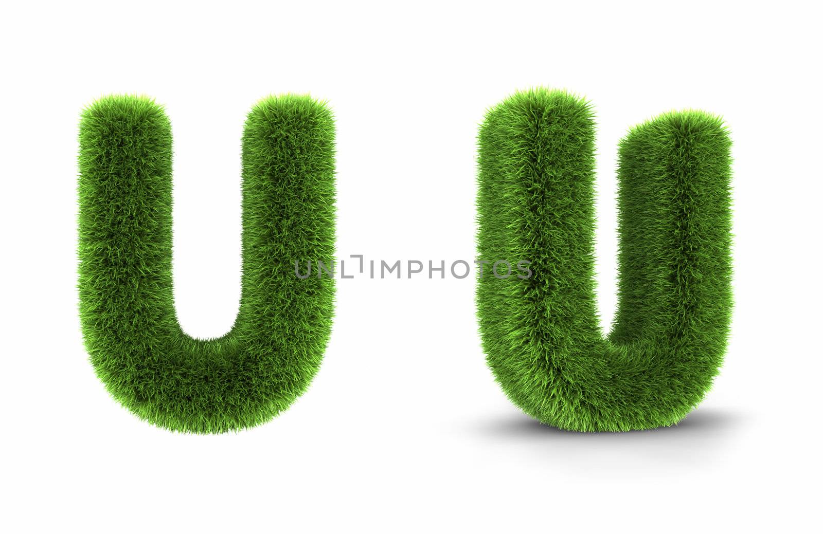 Grass letter u, isolated on white background