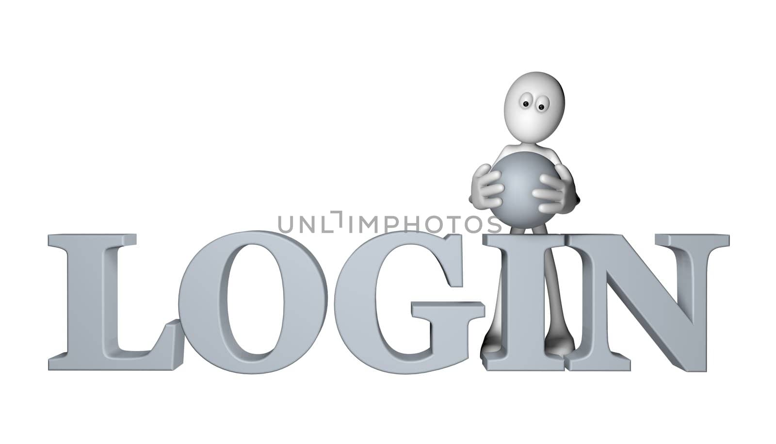 white guy and the word login - 3d illustration