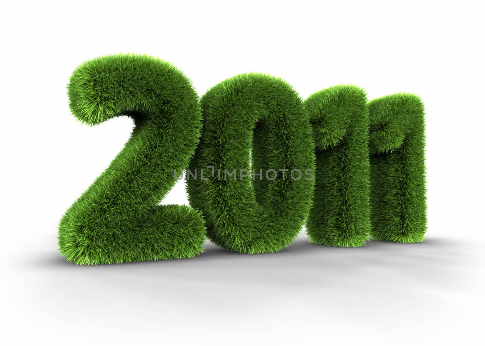 Grass year 2011, large grassy number, 3d render