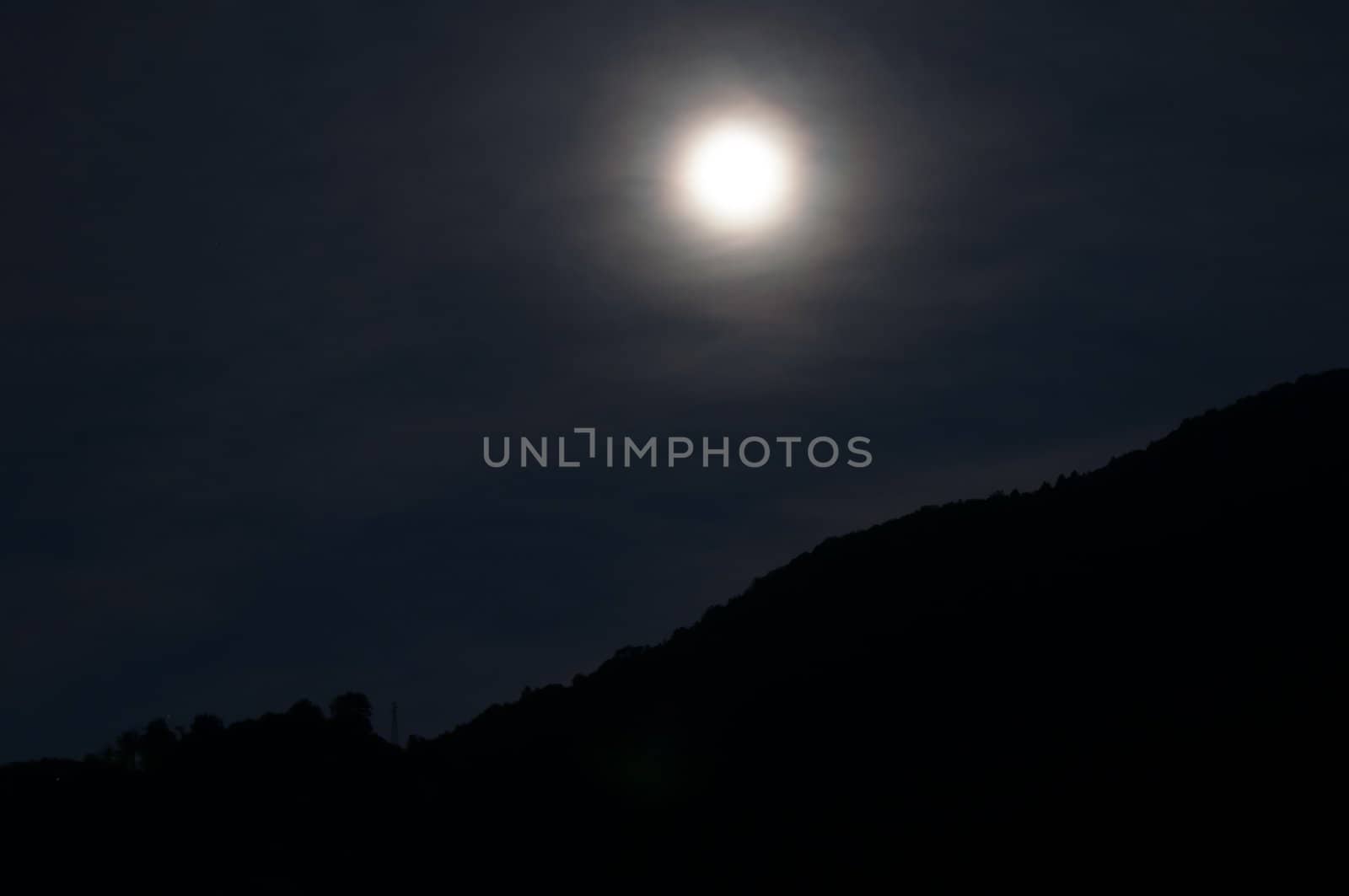full moon rising over the mountains at Lake Como, Italy