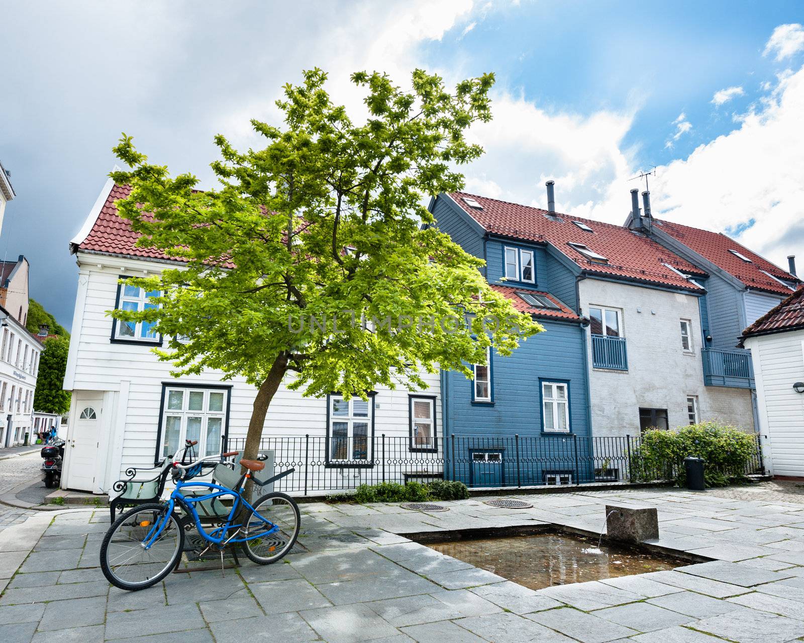 One of the many beautiful streets of Bergen city in Norway