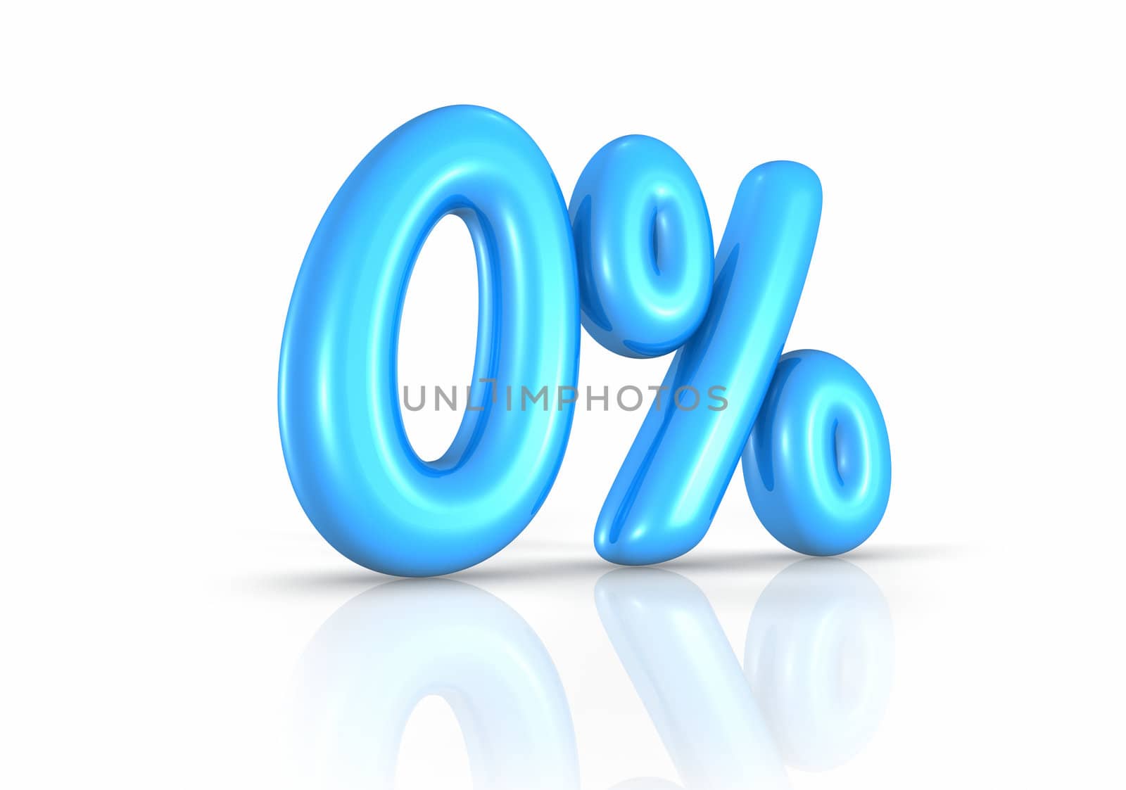 Balloon zero percent, isolated on white background. 0%