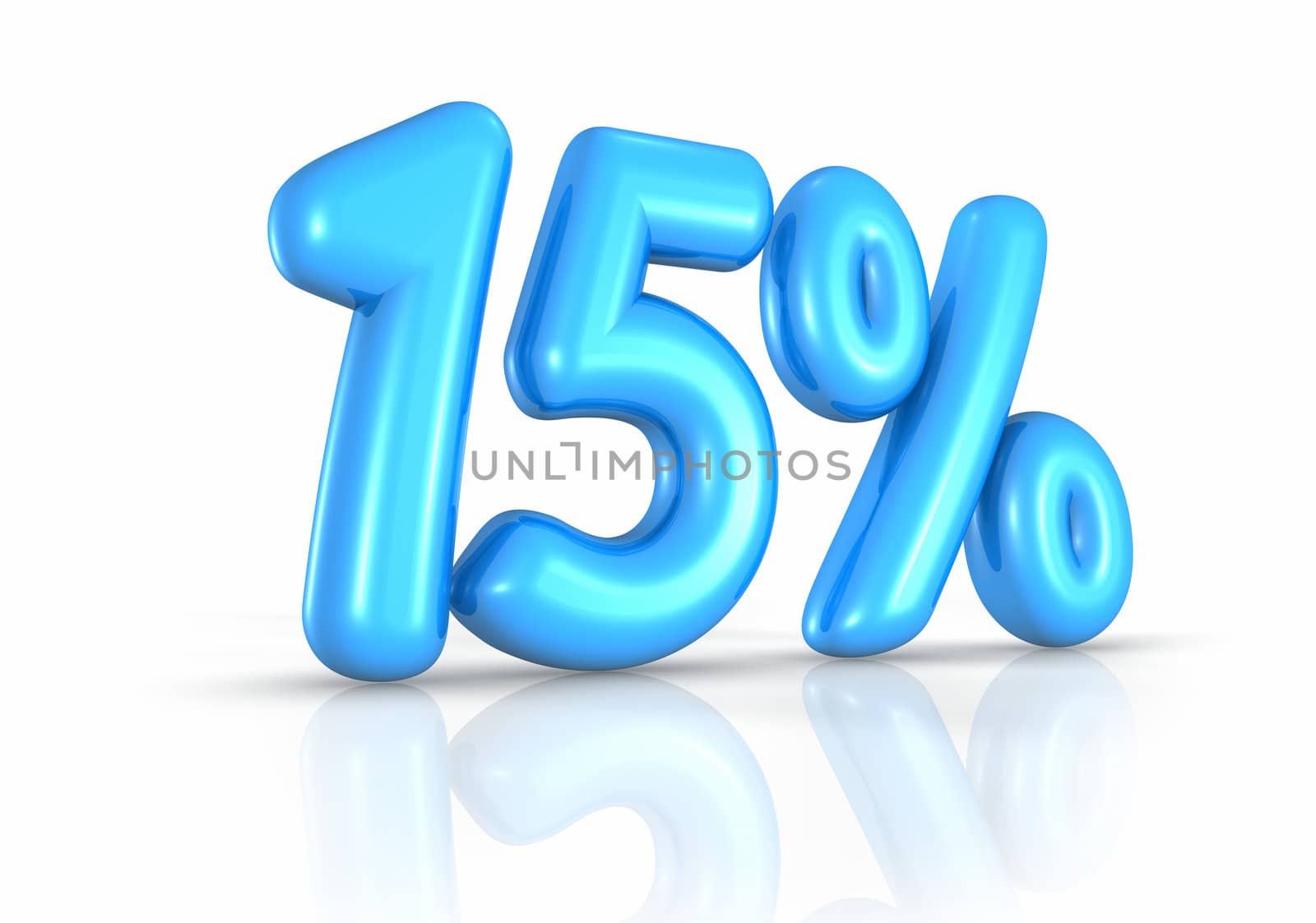 Balloon fifteen percent, isolated on white background. 15%