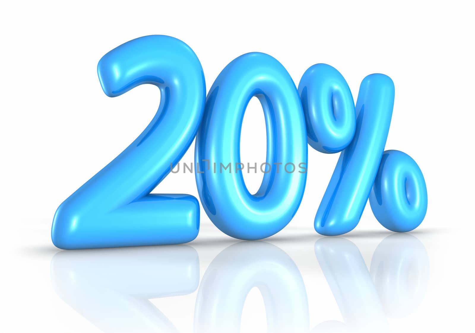 Balloon twenty percent, isolated on white background. 20%
