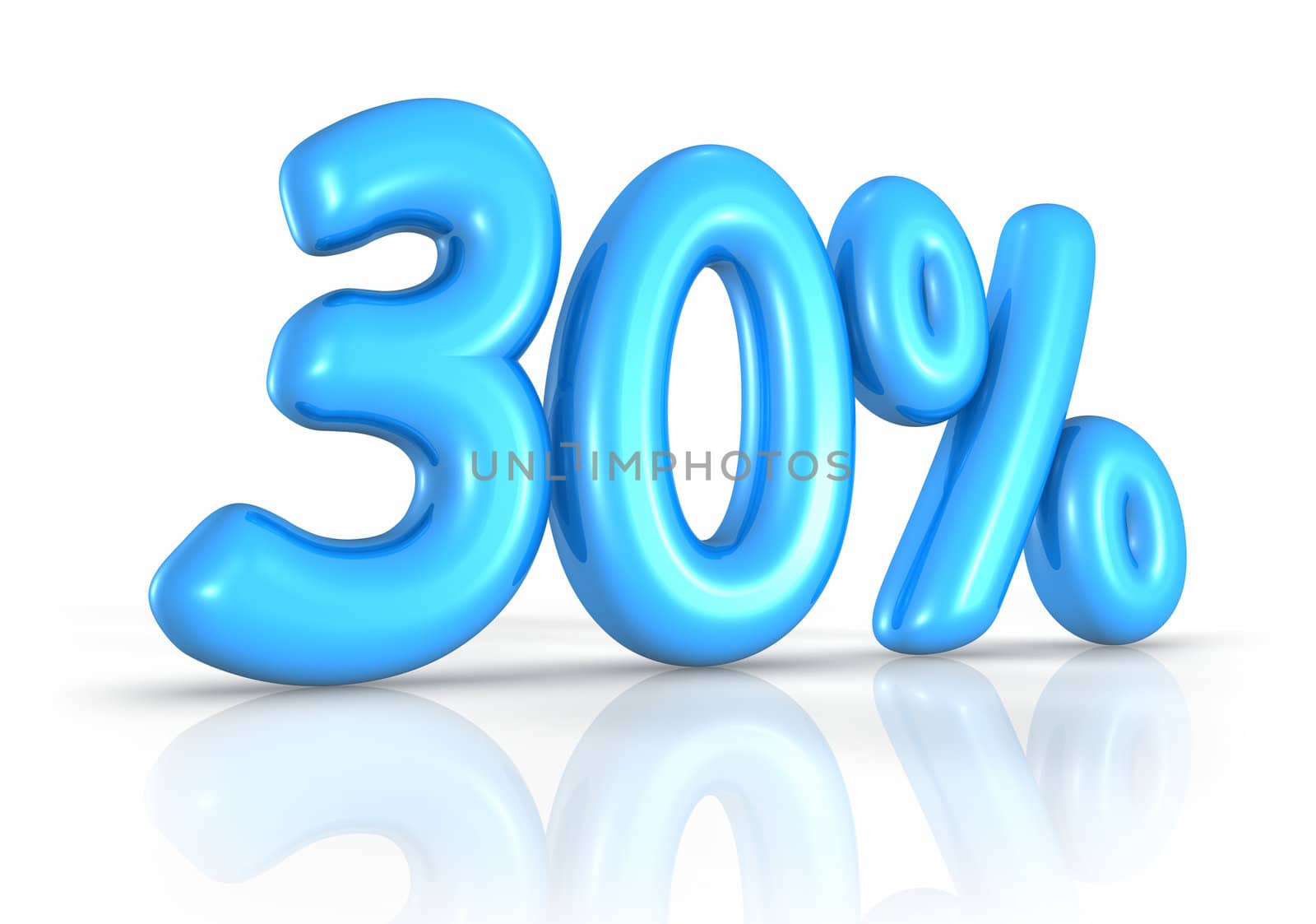 Balloon thirty percent, isolated on white background. 30%