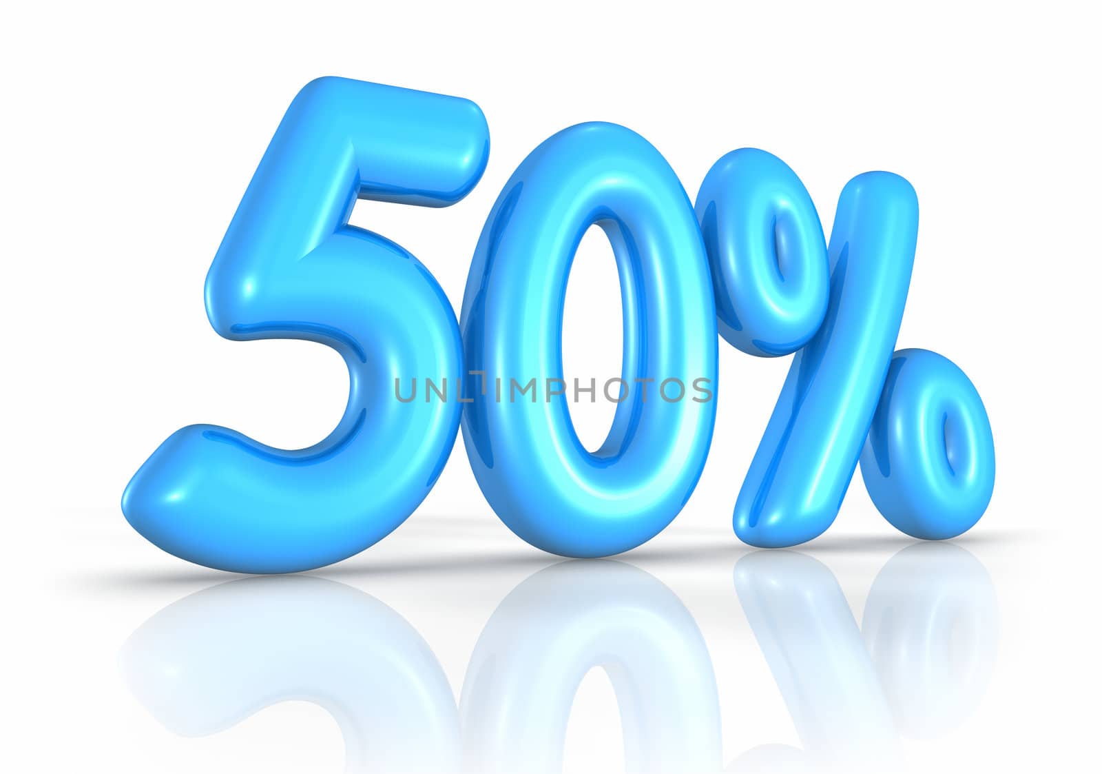 Balloon fifty percent, isolated on white background. 50%
