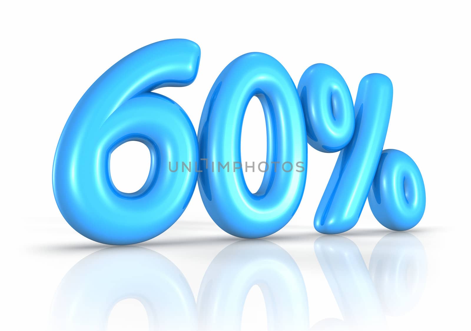 Balloon sixty percent, isolated on white background. 60%