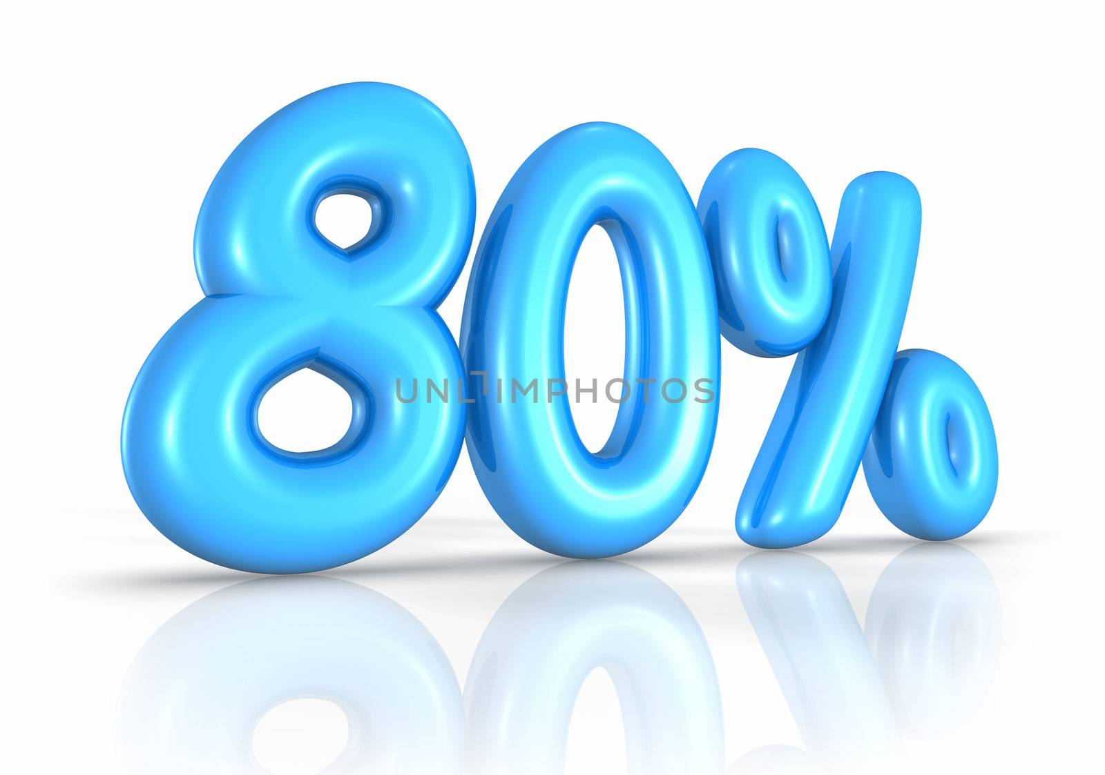 Balloon eighty percent, isolated on white background. 80%