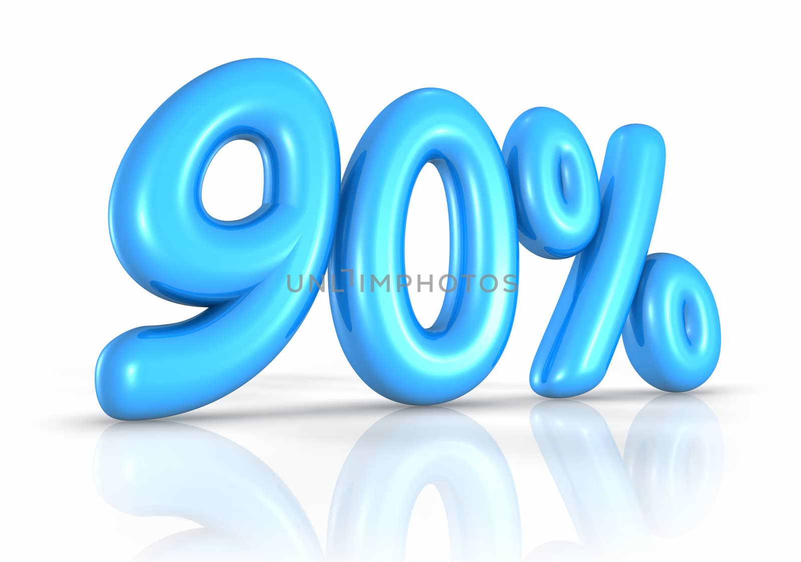 Balloon ninety percent, isolated on white background. 90%