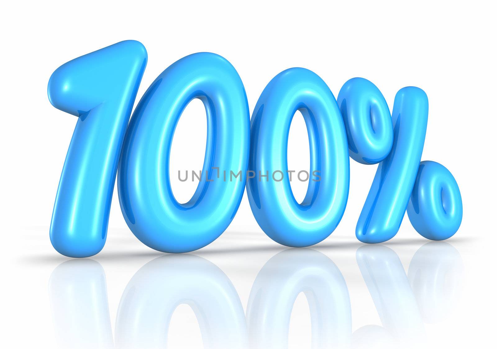 Balloon one hundred percent, isolated on white background. 100%