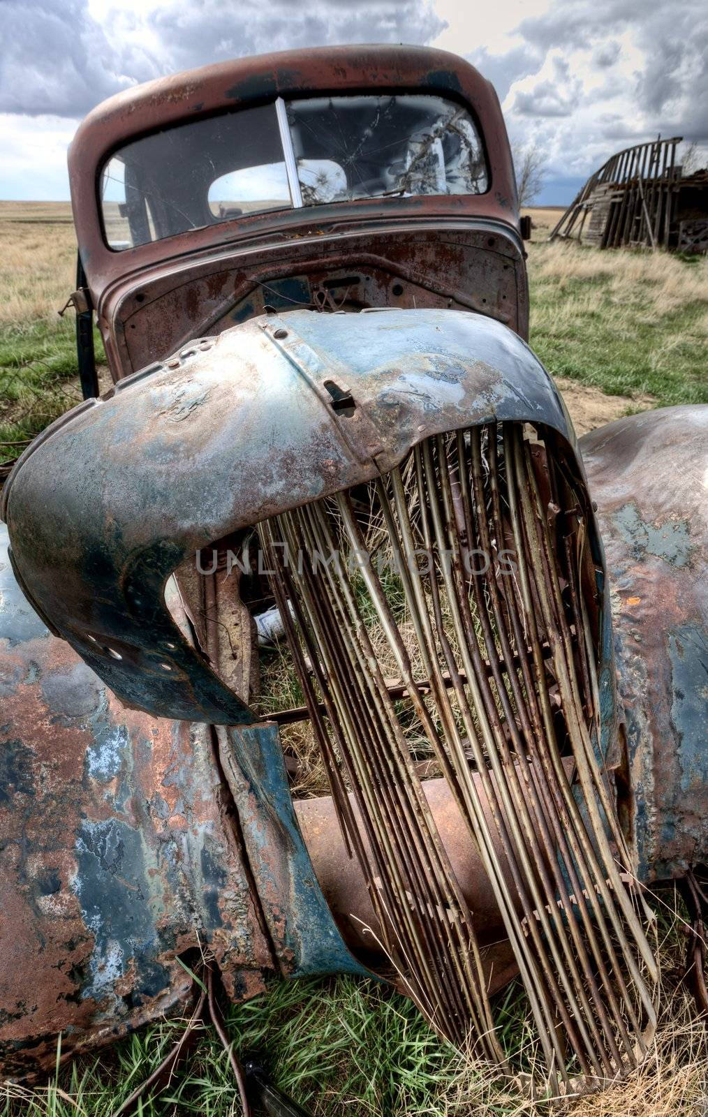 Abandoned Vehicle Prairie antique vintage aged Saskatchewan